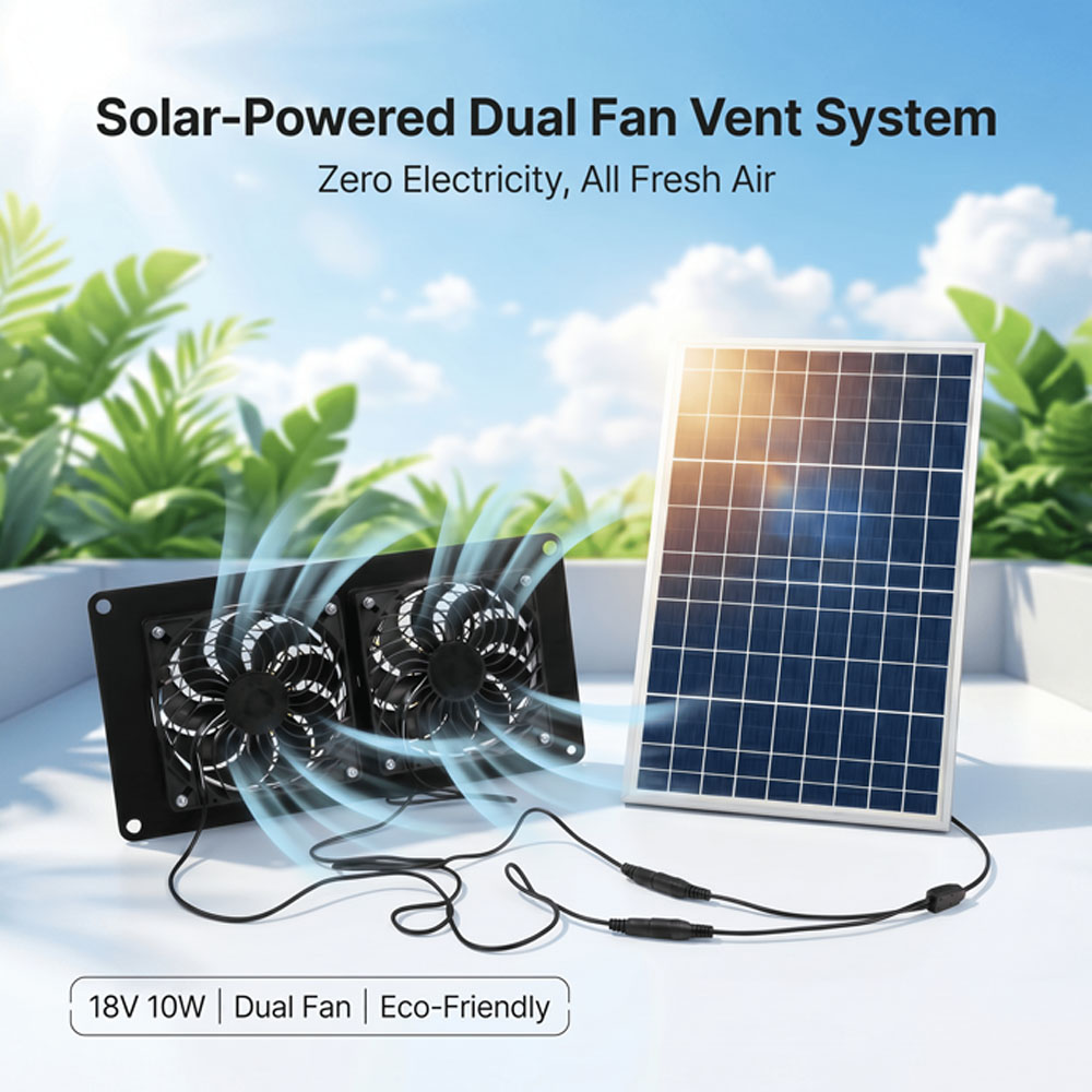 Smart Garden Greenhouse - 10W 18V Solar Powered Dual Fan