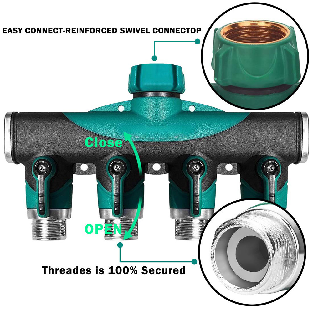 Heavy Duty Metal 4 Way 3/4'' T - Smart Garden Hose Valve recension och pris